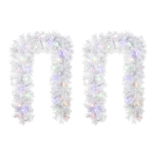 Glitzhome® 6ft Pre-Lit Snow Flocked White Pine Christmas Garland with Timer, 2ct. | 72" x 10" x 10" | Michaels®